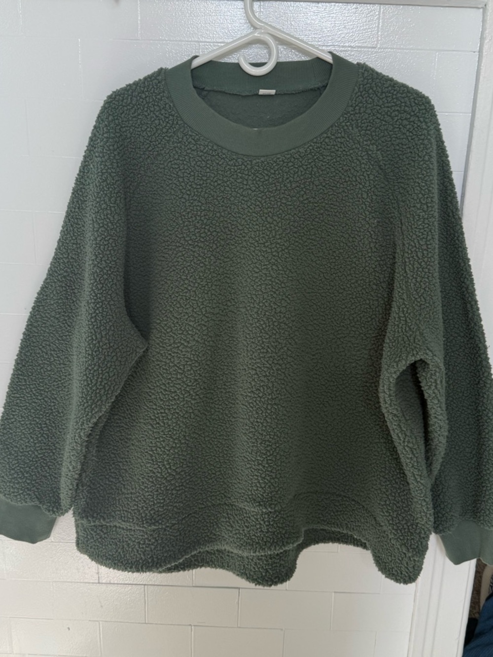 Old Navy Olive Green Sherpa Crewneck